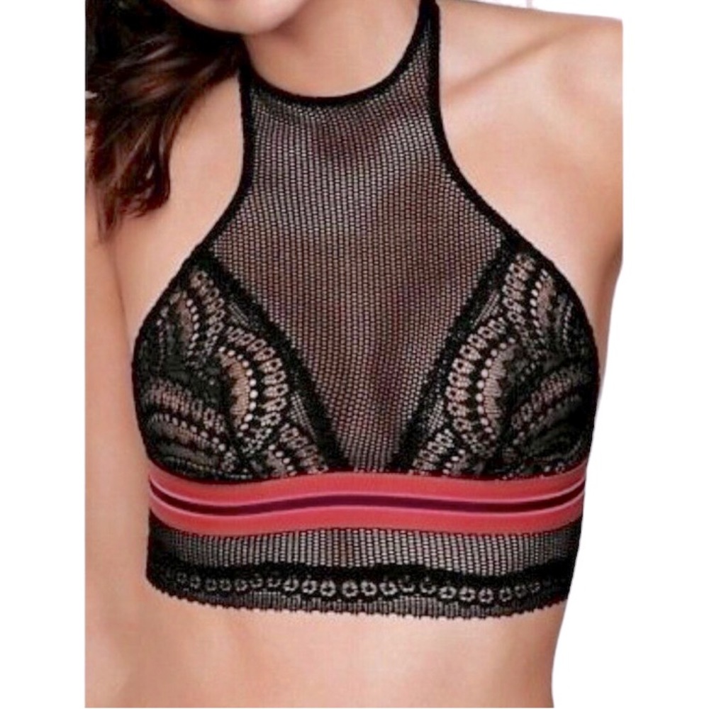 Victorias Secret Sexy High Neck Halter Unlined Lace Wireless Bralette Bra